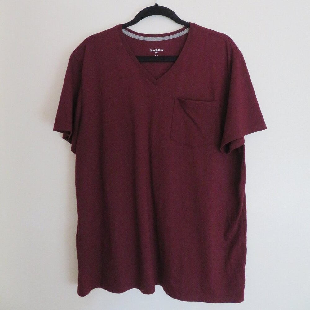 Goodfellow | Size XL | Mens Vneck Burgundy Short Sleeve Casual T-Shirt